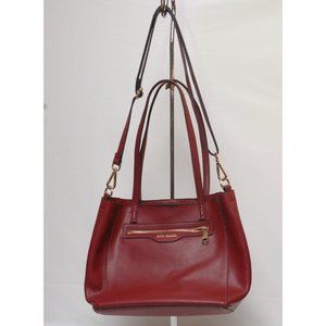Steve Madden Large Faux Pebbled Leather Tote Crossbody Bag Purse EUC Burgundy/Br